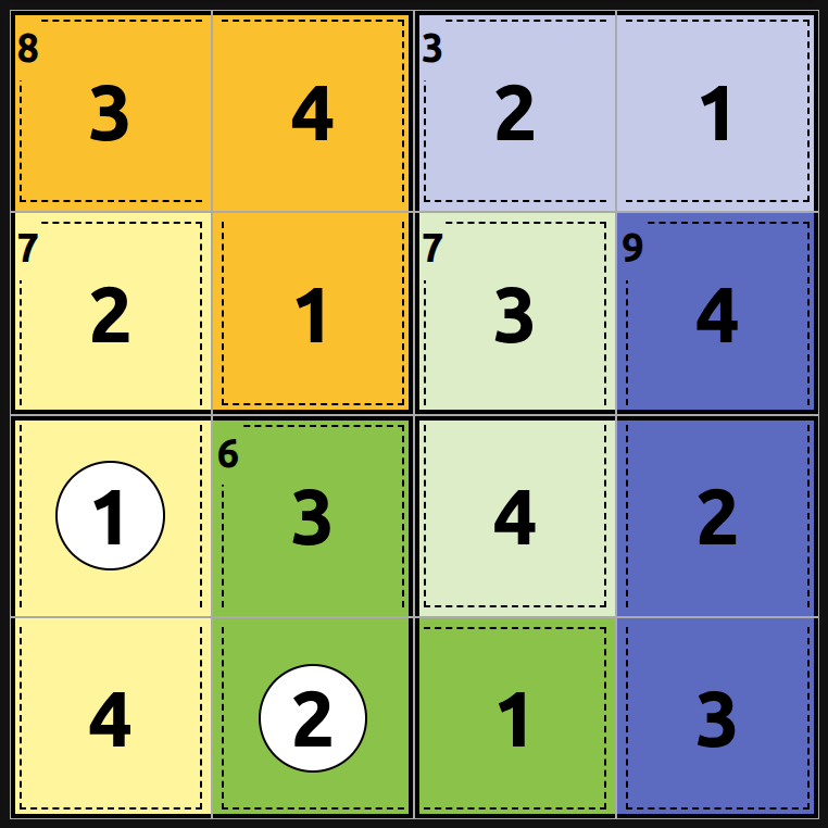 Solved killer sudoku puzzle